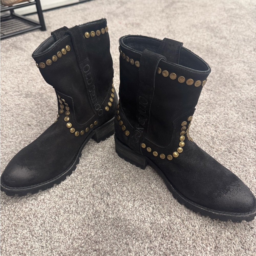 Old Gringo Black and Gold Studded Women's Boots